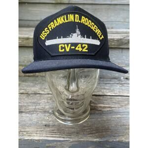 USS FDR CV-66 Navy Hat Snapback Adjustable Made In USA Eagle Crest FD Roosevelt